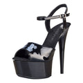 Black Platform Sandal With Quick Release Strap 6in Heel