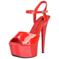 Red Platform Sandal With Quick Release Strap 6in Heel