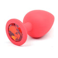 Red Silicone Anal Plug Large w Red Diamond