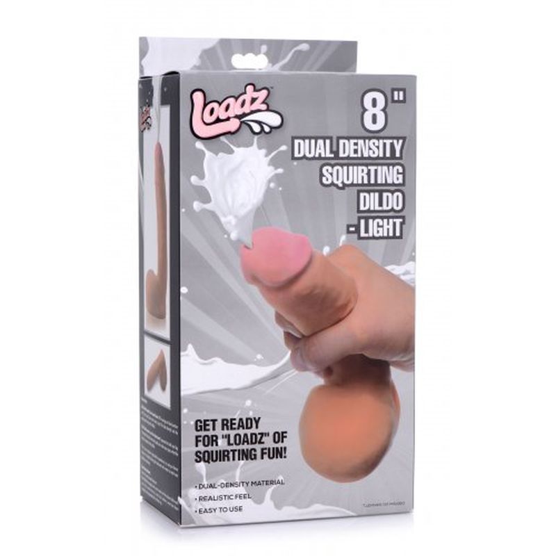8in Dual Density Squirting Dildo w Balls Reservoir