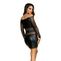 Off The Shoulder Mesh Panel Dress Black