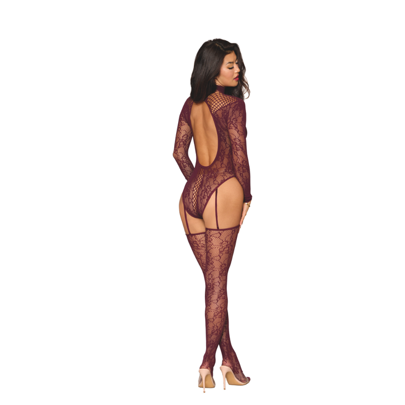 Dreamgirl Teddy Body Stocking Burgundy