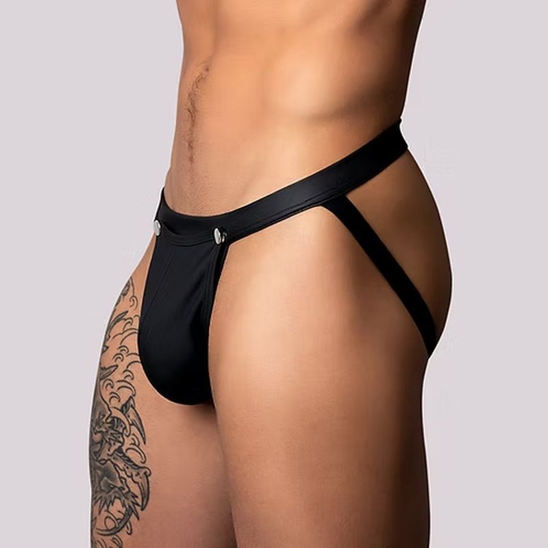 Male Power Snap Off Pouch Jock Black