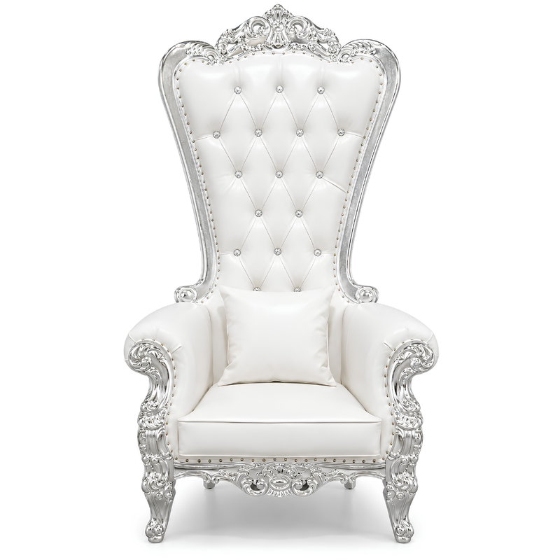 Domina Throne Chair Silver Frame Cream Cushion