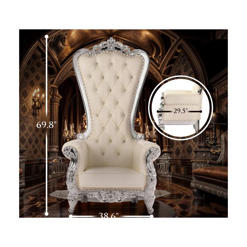Domina Throne Chair Silver Frame Cream Cushion