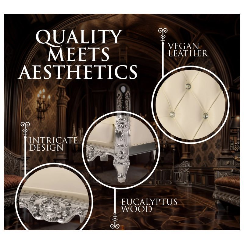 Domina Throne Chair Silver Frame Cream Cushion
