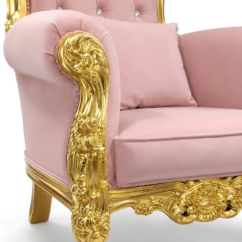 Domina Throne Chair Gold Frame Pink Velvet Cushion