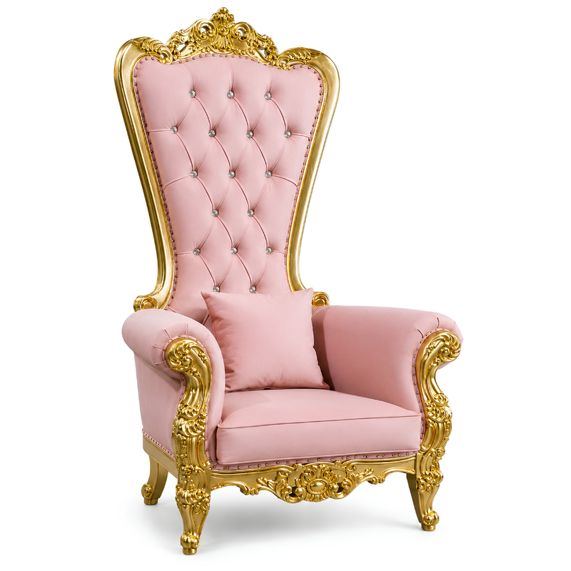Domina Throne Chair Gold Frame Pink Velvet Cushion