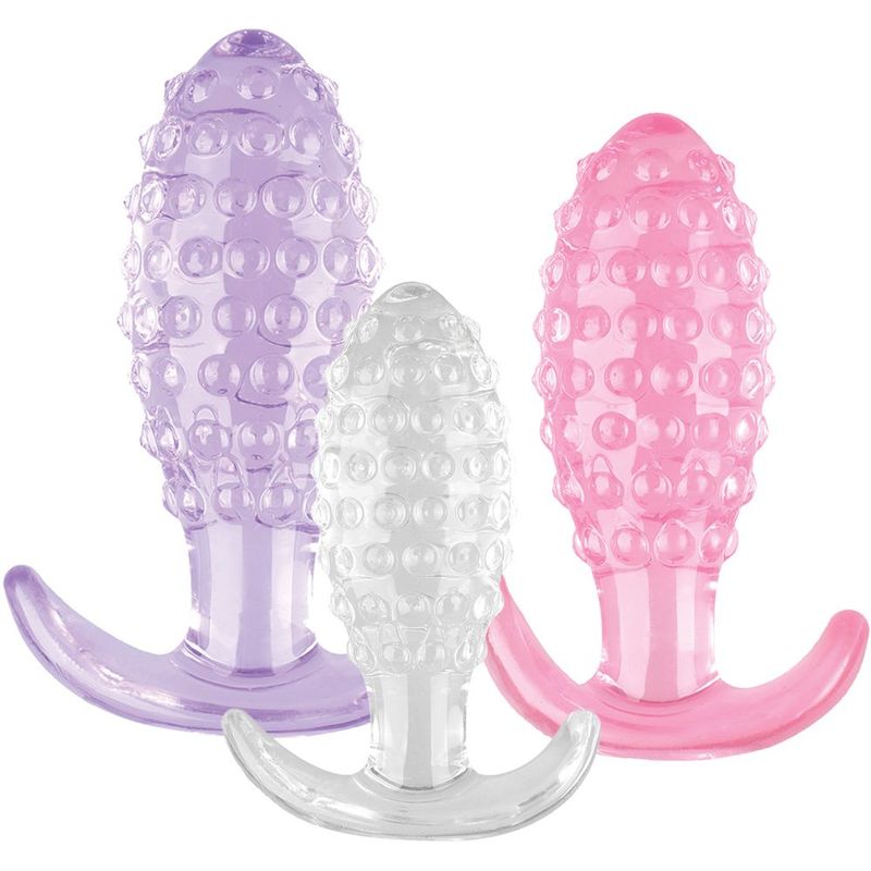 Crystal Ballers 3 Pc Silicone Anal Plug Set
