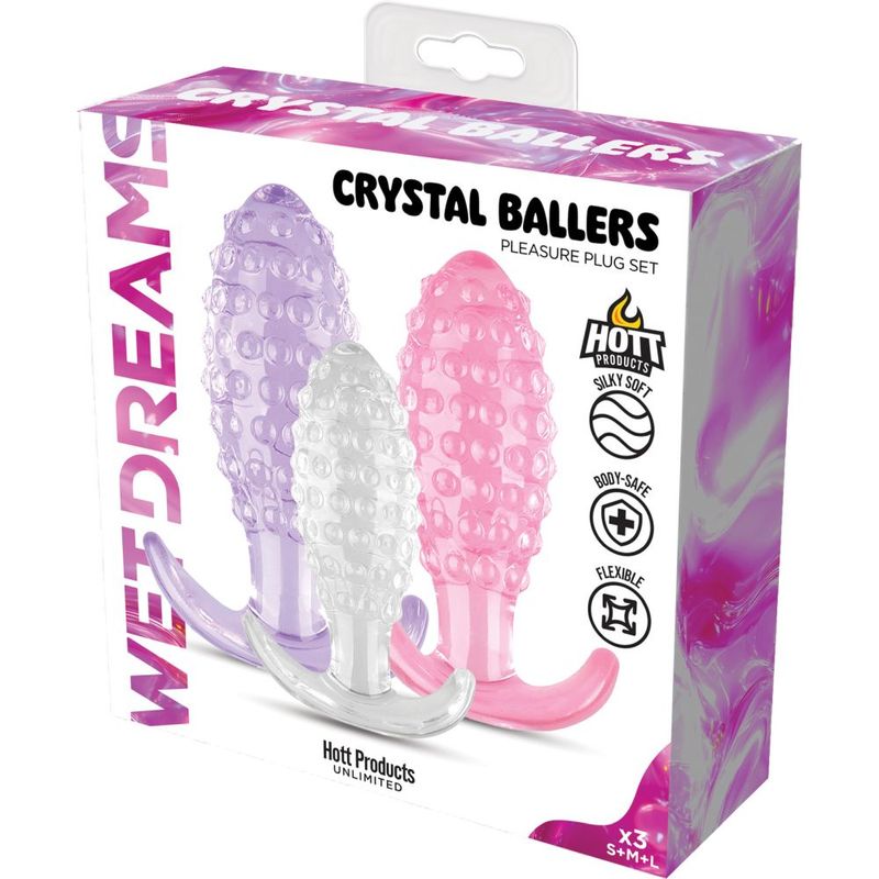 Crystal Ballers 3 Pc Silicone Anal Plug Set