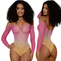 DreamGirl Fishnet Off The Shoulder Ombre Bodysuit
