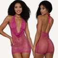 DreamGirl Rhinestone Cowl Neck Mini Dress Pink