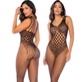 Leopard Fishnet Bodystocking Black